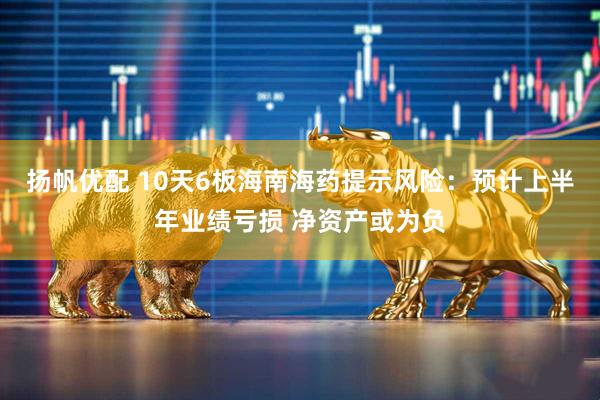 扬帆优配 10天6板海南海药提示风险：预计上半年业绩亏损 净资产或为负